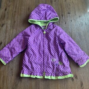 Girls purple & green polka dot ruffle jacket size 6